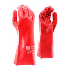 Red pvc single dip gloves 35cm and 45cm | spillmaster. Com. Au