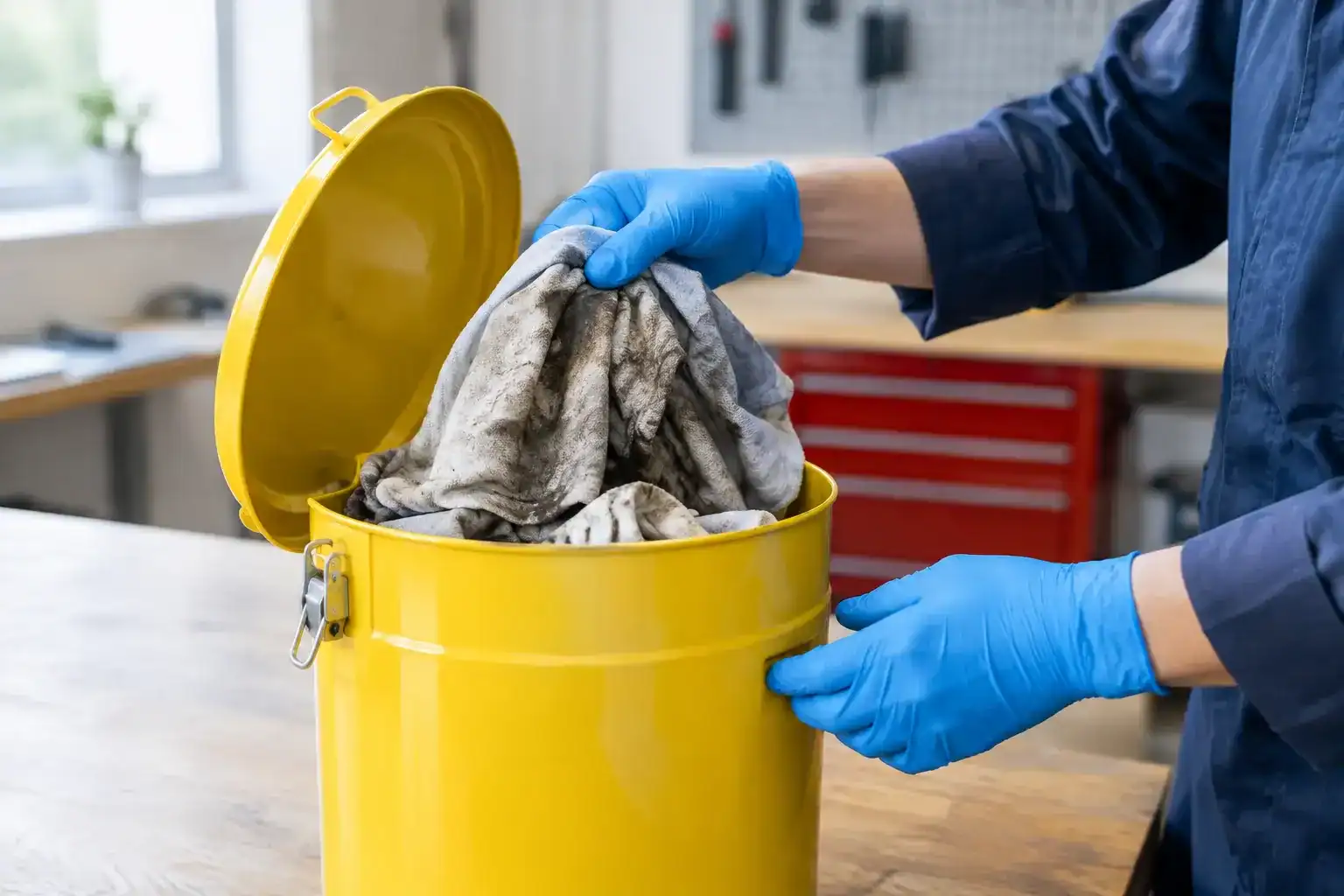 How to store solvent rags safely at work